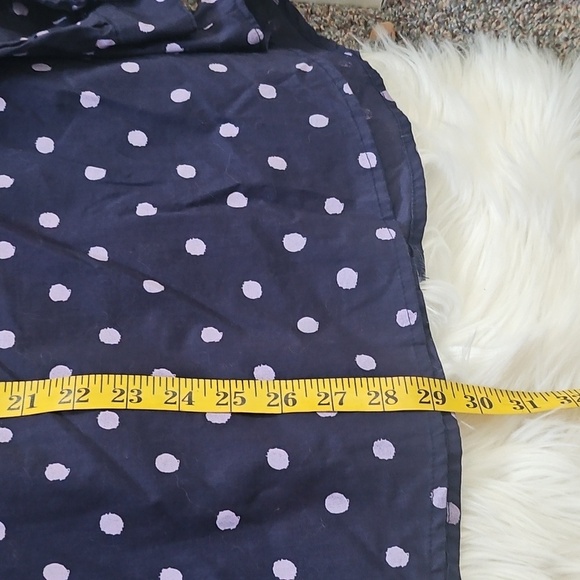 Roaman's Navy and Lavendar Polka Dot Button Down Blouse - Picture 13 of 13